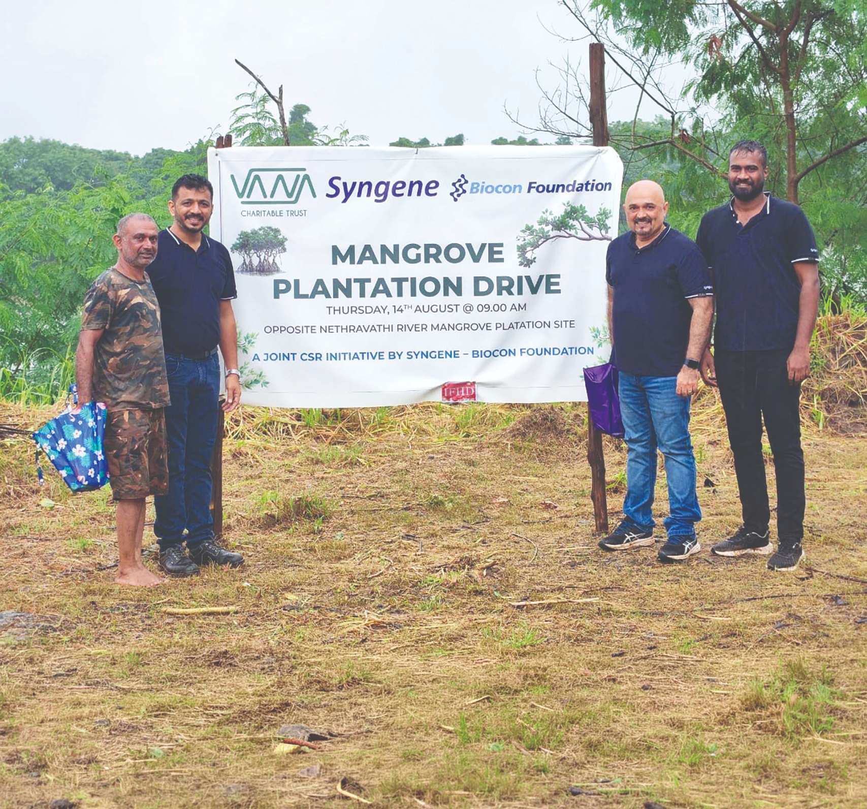 Syngene and Biocon Foundation Mangrove Plantation Drive along the Nethravathi River